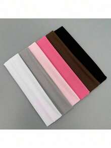 6pcs Elegant & Bohemian Style Wide Headbands, Solid Color Stretchy Elastic Hairbands, Women's Sports Knitted Headwear For Washing Face And Makeup OQVB - Nhiều màu - Xem 11