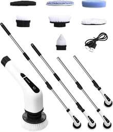 Electric Spin Scrubber Cleaning Brush: Cordless Power Shower Scrubber For Cleaning Bathroom Tub Tiles Car With Long Handle| Portable E Spin Bathtub Spinning Cleaner Scrub Brush Household Use Supplies - 1 - 查看 1