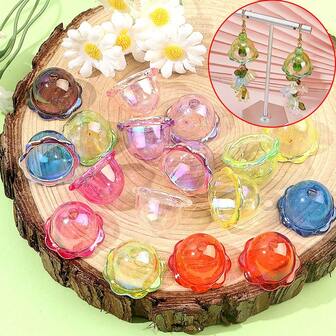 多色亚克力喇叭珠、美观铃花珠、风铃珠、水母形珠及珠子组合，用于 DIY 手链、项链、耳环、脚链、钥匙扣、背包链、圣诞节、感恩节、万圣节派对、度假派对、生日礼物、装饰配件