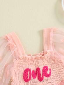 Fairy 1st Birthday Girl Outfit Tie-Up Tull Romper Dress With Butterfly Wings Cake Smash Photo Shoot Clothes - 粉色 - 查看 5