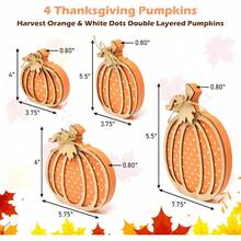 4 Pcs Thanksgiving Pumpkin Wooden Table Decorations Fall Decor Autumn Farmhouse Sign Rustic Tiered Tray Centerpieces Harvest Pumpkins Tabletop Sign