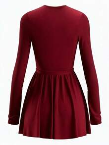 EARO Vestido Elegante de Manga Longa Estilo Francês para Mulheres Plus Size, Ajustado, Afunilado, Sofisticado e Exclusivo