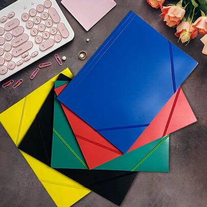 A4 Matte Office File Binding Rope Bag With Elastic Closure Device, Half-Transparent Binding Rope Design, Learning Material Storage Bag, Elastic Rope File Folder, Pull Rope Document Bag, Business Negotiation, Office Supplies Management, School File Storage