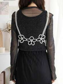 1Pc Flower-Shaped Beaded Cami Bustier Minimalist Design Cute Floral Pearl Top Double-Row Or Single-Row Configuration Available Fashion Essentials