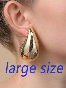 2-4pcs/Set Exaggerated Fashion Teardrop Shape Hoop Earrings Set, Large& Medium, European And American Hiphop Jewelry