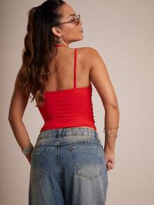 Women's Tank Top, Strap Tank Top, Polyamide Tank Top, Halter Top - 紅色 - 查看 2