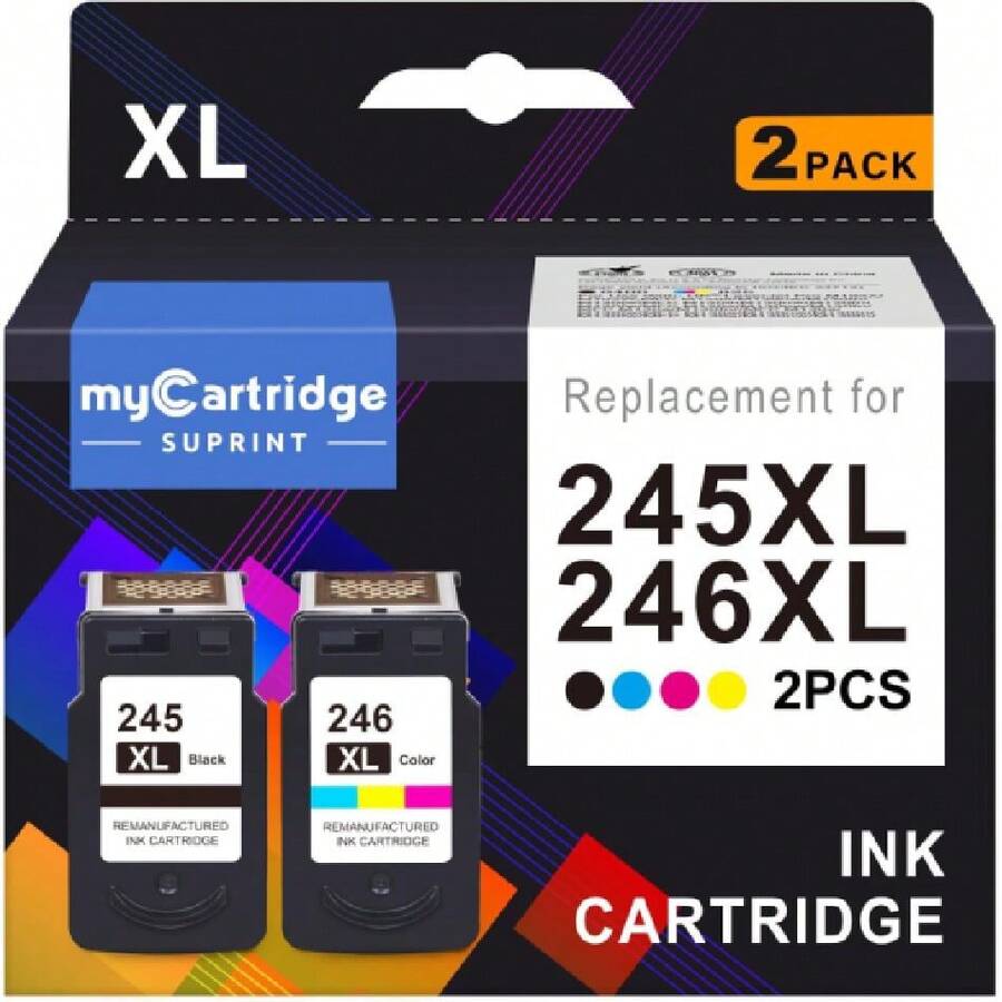 MyCartridge SUPRINT 245XL Ink Cartridge PG-245 CL-246 Replacement For Canon Ink 245 And 246 Compatible For Canon 245XL 246XL Combo Pack For Pixma MG2522 TS3122 TS3322 MX490 TR4520 Printer 245 Ink,23715319 - Multicolor - View 1