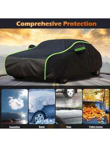 VEKENSEE Cubierta de Coche Impermeable, 530x200x150CM Funda para Coche Exterior Coberturas Completas con Tira Reflectante Cubre Coche Protector de Sol - 1 - Ver 7