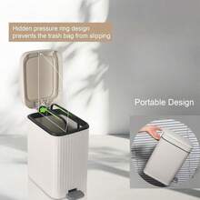 Small Bathroom Trash Can With Lid Slim Soft Close Garbage Can With PopUp Lid And Step On Foot Pedal Small Trash Bin Trashcan Waste Basket For Toilet Office Bedroom Kitchen Living Room - White - View 4