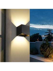 LED Wall Light, Square Up & Down Lighting Outdoor Wall Lamp, Waterproof Porch Light For Home Decor, Suitable For Outdoor Patio/Yard/Garden/Stairway/Street/Living Room/Bedroom/Kitchen/Bathroom/Hallway/Corridor, Choose Material As Needed - Đèn tường LED vuông chống nước - Xem 1