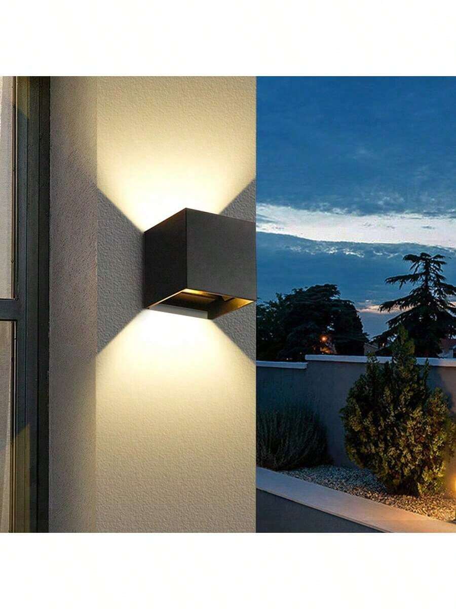 LED Wall Light, Square Up & Down Lighting Outdoor Wall Lamp, Waterproof Porch Light For Home Decor, Suitable For Outdoor Patio/Yard/Garden/Stairway/Street/Living Room/Bedroom/Kitchen/Bathroom/Hallway/Corridor, Choose Material As Needed - Đèn tường LED vuông chống nước - Xem 1