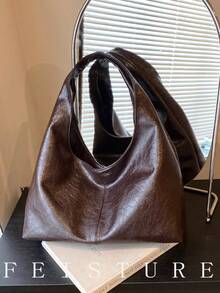 1 件 FEISTURE 大容量手提包，PU 材质时尚单肩包，带磁扣，适合女孩、女士、大学生、年轻专业人士，非常适合工作、商务、通勤、学校 - 咖啡 - 查看 8