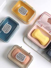 Creative Flip-Cover Transparent Plastic Soap Dish, Minimalist Design For Home, Dorm, Bathroom, Balcony | Bathroom Decor & Autumn Decorations Bathroom Accessories Bathroom Tools - Multicolor - View 4