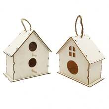 Handmade Density Board Material DIY Bird Nest & House Combination Set, Suitable For Small Birds & Parrots Outdoor Play, Relaxation, All Seasons