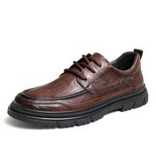 CAMEL CROWN Herren Freizeitschuhe, Herbst- und Wintermodelle, Leder, weiche Sohle, britischer Retro-Kratzmuster-Look, formelle Lässig Business Schuhe