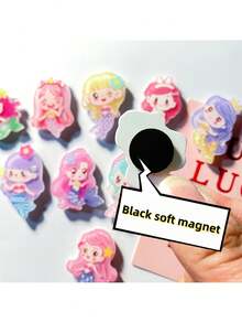 10 Stücke/Set süße kleine Cartoon Meerjungfrau Acryl Kühlschrankmagnet, kreative Heim Dekoration Memo Aufkleber - Verschiedenfarbig - Übersicht 6