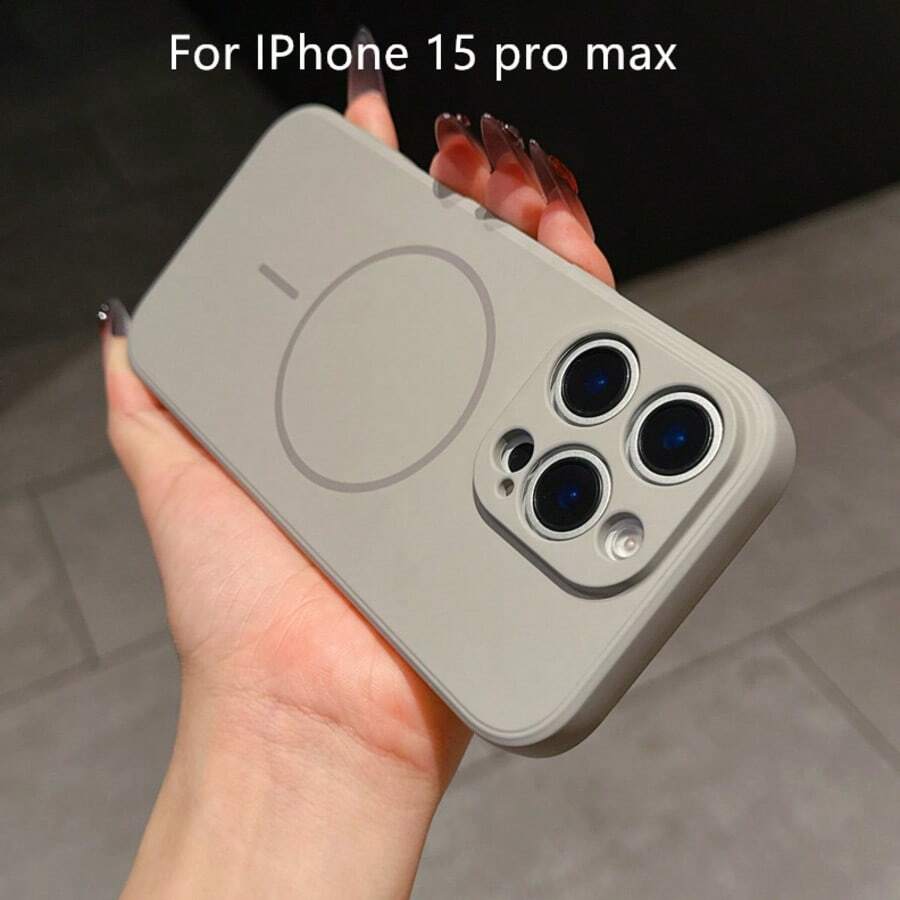 1 pieza Funda magnética minimalista de silicona líquida mate compatible con iPhone 17, 17 Pro, 17 Pro Max, Air 16, 15, 14, 13, 12 Pro Max, Plus, S23, 24 Plus, 25, 25 Ultra, Pura 70, Mate 40, 50, 60, 70 Pro, carga inalámbrica, funda trasera de silicona suave