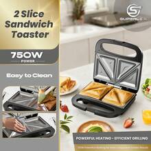 SUPERLEX 750W Sandwich Maker, Deep-Grooved Toaster,  Non-Stick Coating Heating Plate, Removable Deep-Grooved Baking Tray For Easy Cleaning, LED Indicator Light, Cool-Touch Handle And Non-Slide Bottom Feet, Fast Heating, Essential For Breakfast And Afternoon - UK Plug(220-240V) - View 11
