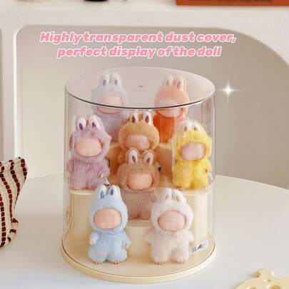 1pc 4.0怪兽恋爱密码系列毛绒玩具收藏柜最新款，【防尘展示柜】透明亚克力收纳柜，防尘展示柜，圆柱形收纳柜，阶梯式设计展示柜，可堆叠设计展示柜，非常适合毛绒玩具的收藏和展示，适合书房、客厅收纳展示，是万圣节、圣诞节的精美礼物 | 阶梯式储物柜 | 防尘储物柜