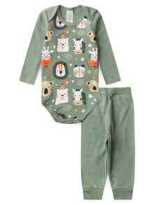8 Pieces Baby Bodysuit Kit Long Sleeve 100% Cotton Baby Clothes - 4 Sets - 藍色 - 查看 5