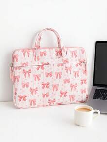 1个时尚粉色丝带图案14英寸笔记本电脑保护套，便携式笔记本电脑包，带顶部提手，绗缝柔软保护套，适合工作、学习、通勤，也是送给女孩的绝佳礼物。笔记本电脑保护套，笔记本电脑包，笔记本电脑保护套，防水旅行必备，男女通用笔记本电脑包，笔记本电脑保护套，笔记本电脑包，笔记本电脑保护套，旅行必备。 - 彩色 - 查看 2