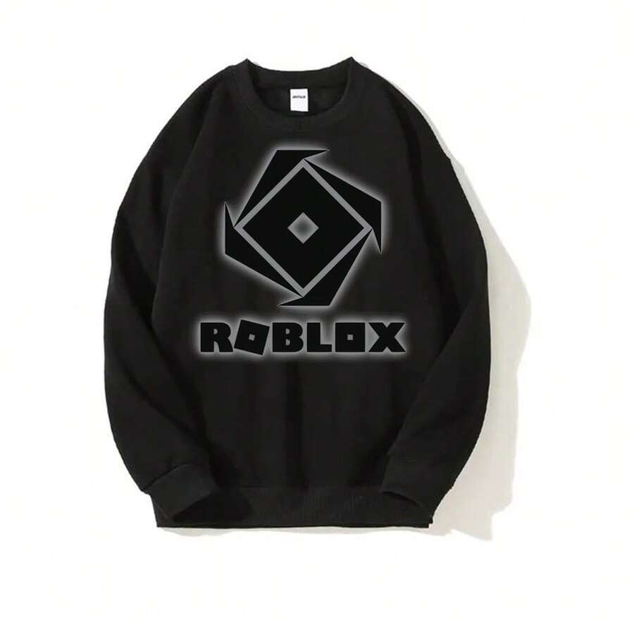 RobloxS-1  Pullover Sweatshirts Unisex Long Sleeve O-Neck Casual Top Sweatshirt Men & Women Graphic Sweatshirts Printed Funny Sweatshirts Spring Autumn And Winter Streetwear Clothes For Male & Female - 黑色 - 查看 1