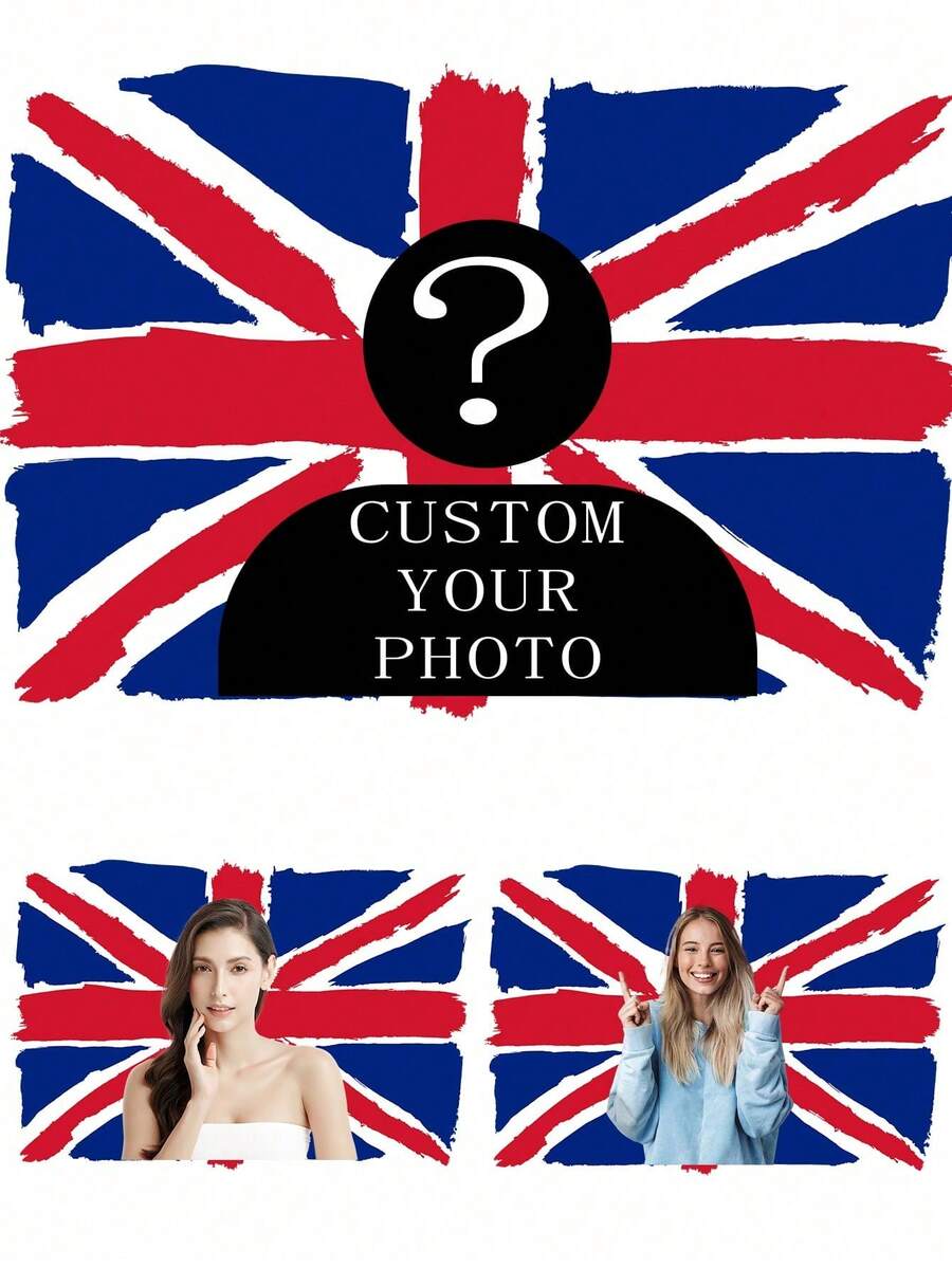 1pc Customizable Personalized Photo & Text Flag Tapestry, Suitable For Birthday, Wedding, Halloween, Christmas, Party, Father's Day/Mother's Day, Home Decor, Bedroom Aesthetics, Room Decor, Bedroom Decoration, Party Decoration Tapestry - Multicolor - View 1