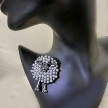 1pc Fashionable Cartoon Sheep Shaped Brooch With Artificial Faux Pearl For Women Party Outfit Jacket Decoration - 粉色 - 查看 8