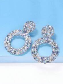 Juran Circle Drop Earrings - 淺藍色 - 查看 2