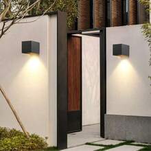 LED Wall Light, Square Up & Down Lighting Outdoor Wall Lamp, Waterproof Porch Light For Home Decor, Suitable For Outdoor Patio/Yard/Garden/Stairway/Street/Living Room/Bedroom/Kitchen/Bathroom/Hallway/Corridor, Choose Material As Needed - Đèn tường LED vuông chống nước - Xem 11