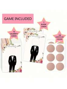 48pcs/16pcs Wedding Bride And Groom Party Scratch Card Game, "Who Found The Groom/Bride" Adult Party Game, Fun Bachelor Party Supplies, Paper Scratch Cards, For Guests 18+, Includes 46 Celebrity Cards And 2 Blank Cards With Scratch Stickers, Fun Party Supplies - Multicolor - View 14