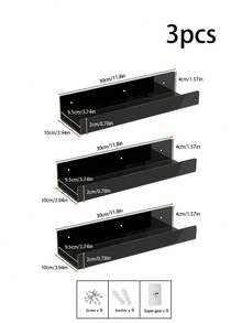 11.8英寸黑色亚克力壁挂式悬浮置物架，无需钻孔，隐形悬浮书架，儿童书籍展示架 - 黑色 - 查看 13