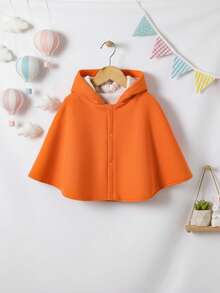 BOARNSEORL 男婴连帽斗篷外套，防风披风，时尚可爱，适合秋冬季外出和圣诞节穿着 - 橘色 - 查看 3