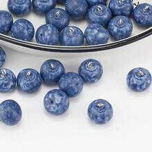 5/10/15pcs Cute 3D Blueberry Resin Fruit Charms - Realistic Glossy Simulated Berries With Natural Seed Texture, Vibrant Blue DIY Jewelry Making, Keychain Accessories, Earrings Findings & Handmade Crafts Beads (No Coating, Durable Resin) - Blue - View 2