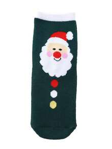 Calcetines de Navidad divertidos y lindos de dibujos animados, calcetines de toalla de invierno roja con diseños navideños para hombres y mujeres