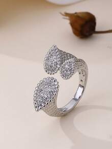 1 Stück Damen verstellbarer Tropfenring, komplett besetzt mit super glänzenden kubischen Zirkoniasteinen, geeignet für Hochzeit, Verlobung, Alltagstragen, Geschenk für Freundin, Halloween Schmuck, Weihnachtsgeschenk, Saudi-Nationalfeiertag Feier