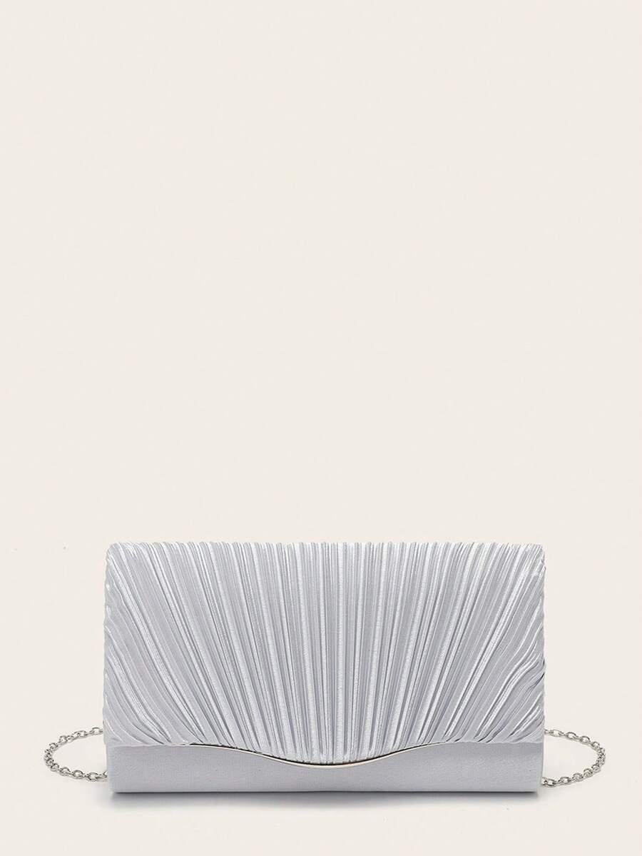 时尚优雅的褶皱缎面手拿包