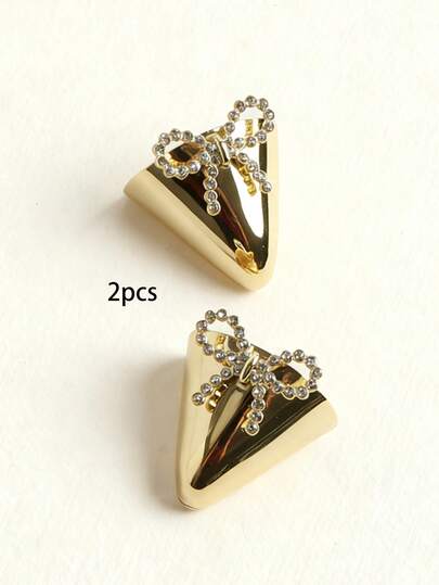 2 peças de prendedores de sapato de metal dourado com strass, acessórios de decoração de sapatos bonitos e elegantes, enfeite de salto alto da moda faça você mesmo, adequados para mulheres elegantes e sensuais para encontros, festas e ocasiões formais