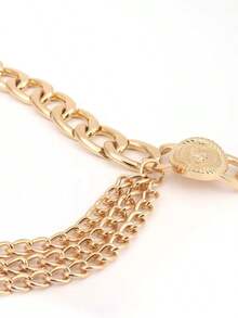 Fashionable Personalized Tassel Multi-Layer Metal Waist Chain Dress Decorative Belt - Gold - View 5