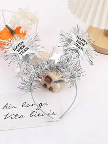 1 pieza Diadema navideña con lentejuelas en forma de pentágono, accesorio para el cabello de fiesta de Año Nuevo que crea ambiente, cinta para el cabello