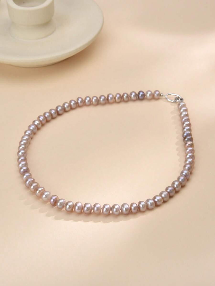 1 pieza Collar de perla natural de plata esterlina 925, regalo de boda, compromiso, Día de la Madre, cumpleaños