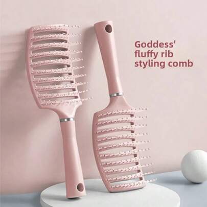 1PC Puffy Ribs Comb Sakura Pink,Wavy/Smooth Wet/Dry Fine/Thick/Thin/Hard Hair Brush, Simple And Durable Comb, Blow/Style/Dry/Shower, Smooth Wavy Wide Hair Brush, Suitable For Women Men Girls Mothers (Pink),Hair Tools,Hair Items,Travel Essential,Travel,Barber,Hairstylist,Barber Accessories,Valentine's Day,Hair Supplies,Hair Stylist,Barbershop,Salon,Vacation Essentials,Hair Products,Barbershop,Valentine's Gift,Travel Essentials For Women,Hair Stylist Tools