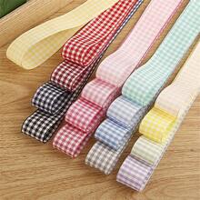 5yards 6mm 10mm 25mm Plaid Ribbon Grid Printed Bow Ribbon For Home Wedding Christmas Decorations DIY Gift Wrapping Ribbon For Bows - Pick Colors - View 3