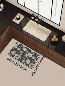 1 pezzo Tappetino da cucina in gel di silice con motivo floreale, sfondo grigio scuro con stampe di fiori bianchi e foglie, tappeto da cucina imbottito di lusso anti-fatica, adatto per cucina, bagno, ingresso, lavanderia, camera da letto, soggiorno