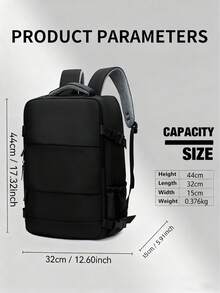 1 件大容量背包带鞋隔层，休闲背包，便携式笔记本电脑背包，徒步旅行背包，户外背包，运动背包，学生背包 - 黑色 - 查看 4