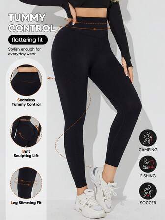 女式高腰健身紧身裤，收腹，无缝深蹲瑜伽裤，弹力压缩运动紧身裤，适合健身房、跑步和健身