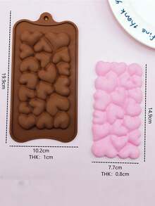 1pc/2pcs Silicone Chocolate Mold, Valentine's Day Heart Chocolate Block Candy Mold, Non-Stick Heart Shaped Bubble Cake Sugar Ice Mold, 3D DIY Baking Tool - Multicolor - View 2