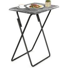 FoldWise Elegant Marble Stone Effect Folding Side Table – Fully Assembled Small Foldable Coffee Table & TV Dinner Tray – Compact Table For Eating, Snack, Bedside & Sofa Use - Black - View 8