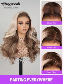 MEGALOOK 6"X5" Lace Front Wig, Ombre Brown Wavy Curly, 100% Human Hair - Pre-Plucked & Trimmed Lace, Easy To Wear, Invisible Knots, Transparent Lace, Natural Hairline, No Glue Needed, Golden Wavy Curls - No Glue, Beginner Friendly, Durable & Long-Lasting, Lightweight Cap - Trendy Color - View 7