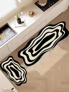 1pc Silica Gel Creative Line Pattern Kitchen Mat, Luxurious & Fashionable, Shock-Absorbing Anti-Fatigue, Absorbent Quick Dry Non-Slip, Suitable For Kitchen, Bathroom, Entrance, Laundry Room - Multicolor - View 1